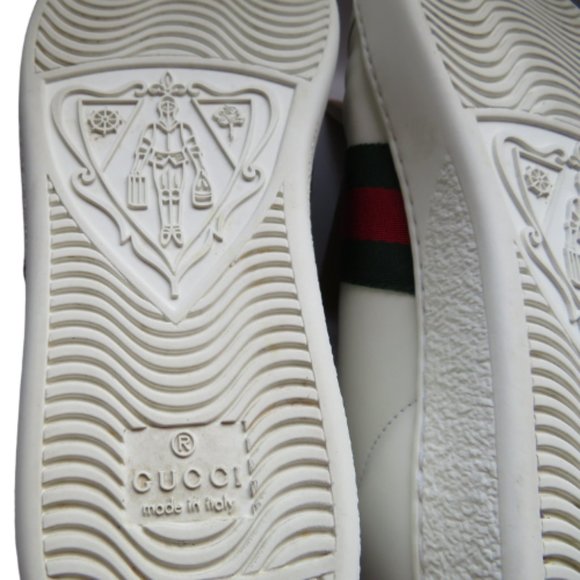 GUCCI ACE LOW TOP EMBROIDERED BEE ~ LOGO EMBOSSED LEATHER SNEAKERS US 6 - Picture 9 of 12